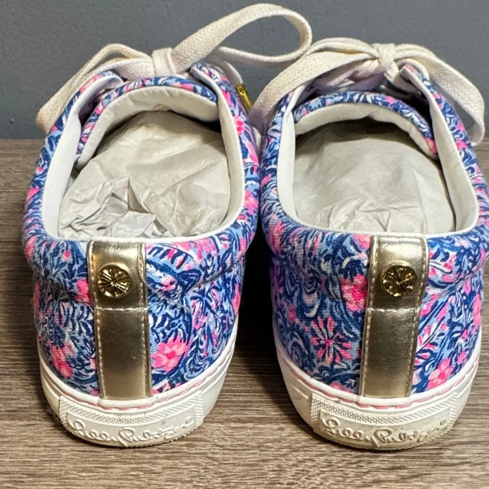 Lilly Pulitzer “Abigail” Size 10M Pink and Blue Floral Sneakers - Picture 6 of 9